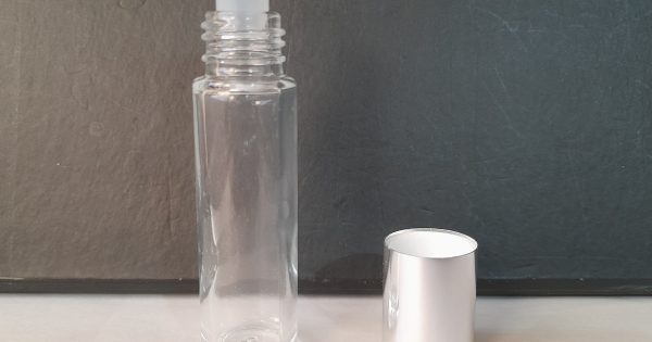 בקבוק רול און 10 מ"ל זכוכית פקק כסף